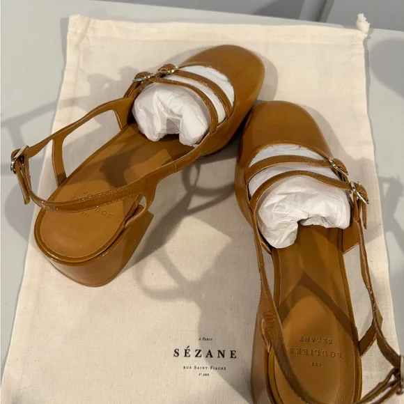 Brand new Sézane Women's Orche color Leather Paula Babies shoes - Picture 9 of 12